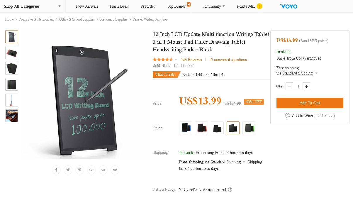 banggood tablette magique 12"