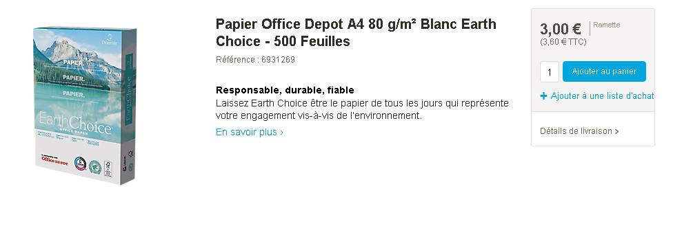 ramette 500 feuilles Office Dépôt